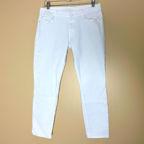 MOTHER The Looker Crop Jeans Size 30 White Glass Slipper - Picture 2 of 11